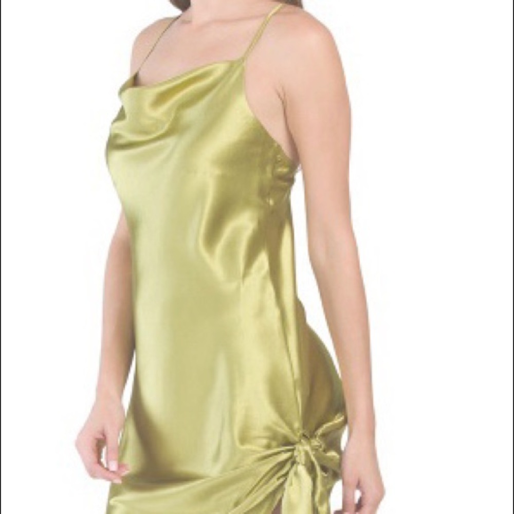 Metallic cowl neck dress